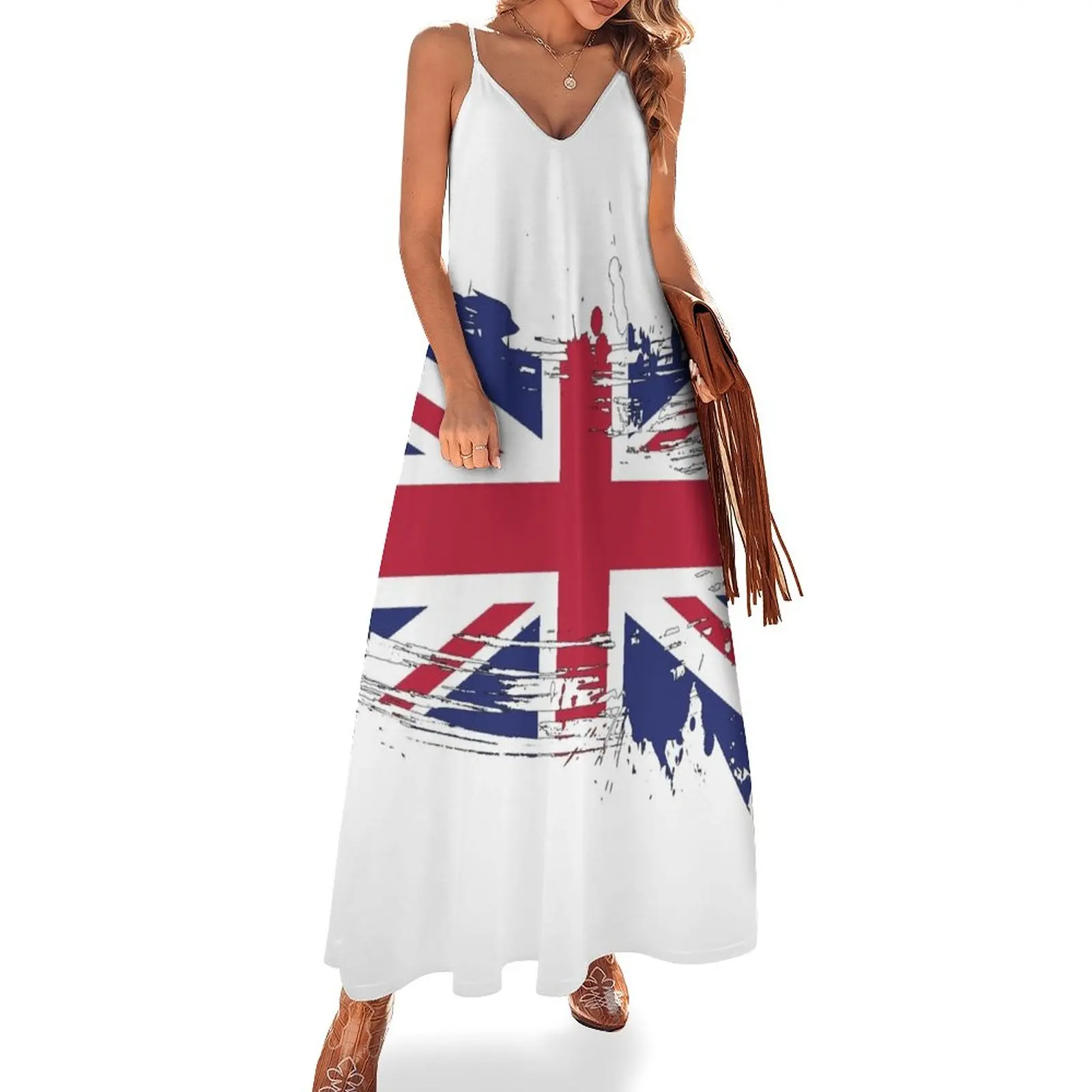 

New United Kingdom Flag Brush Splatter Sleeveless Dress sexy dress Dance dresses