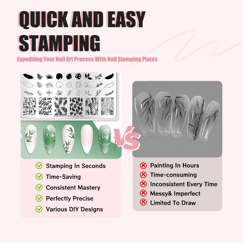 BORN PRETTY 네일 스탬프 플레이트 나비 격자 무늬 꽃은 매니큐어 이미지 전송을위한 네일 필름이있는 레이스 네일 아트 플레이트를 남깁니다.