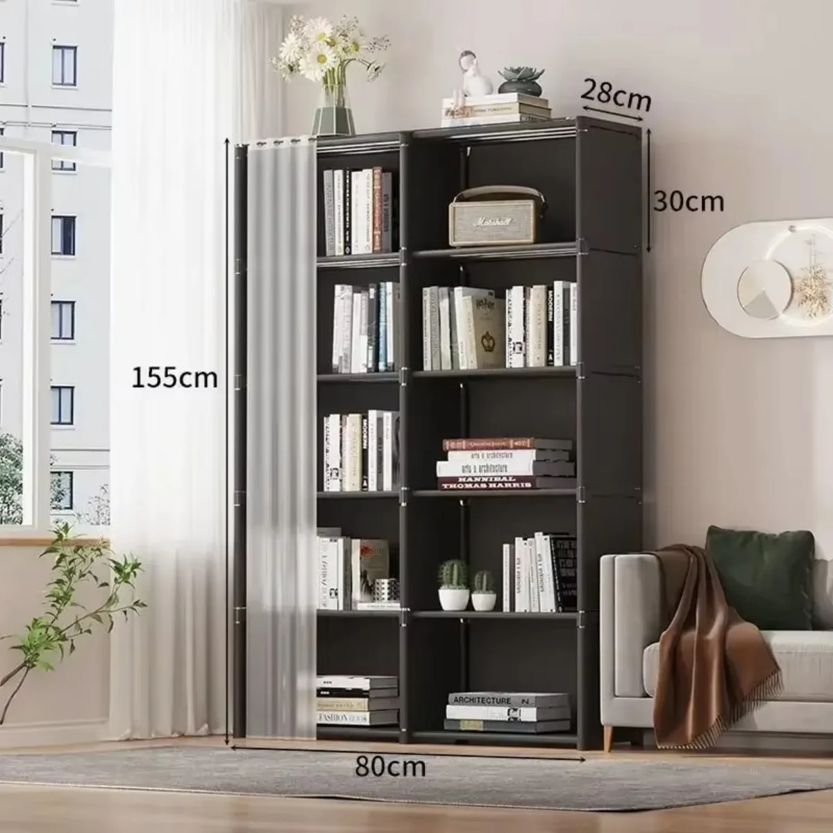 Dustproof Wardrobe Easy Assembly Multi-layer Storage Rack High Capacity Partition Bookshelf Bedroom Furniture Storage Rack
