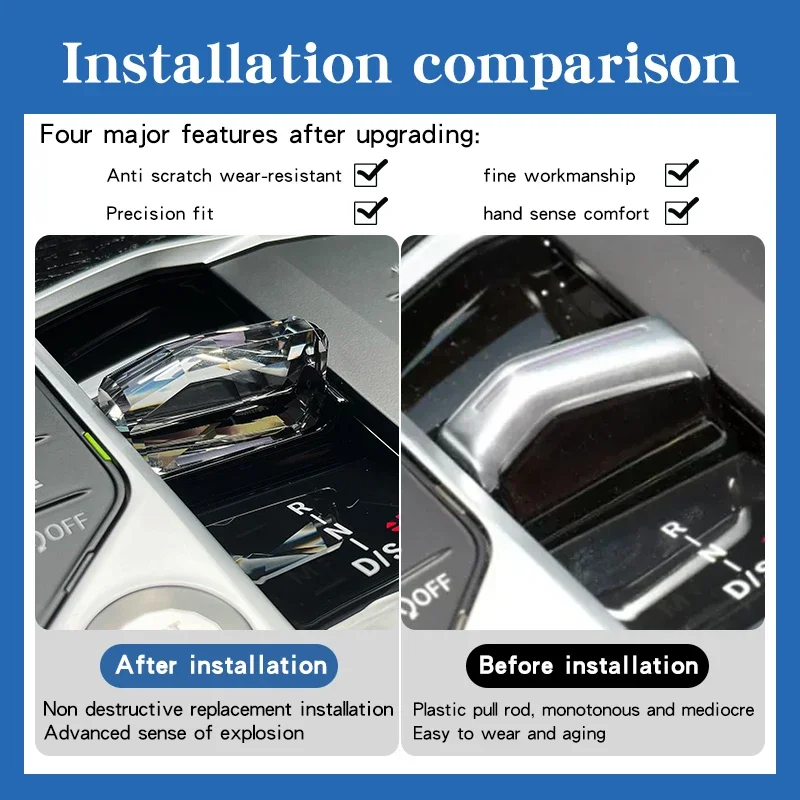 4 피스 세트 BMW 2 3 4 시리즈 F44 F45 F46 G20 G21 G22 G23 G26 G28 i3 i01 ix3 G01 2023 크리스탈 기어 시프트 노브 패들 시프터