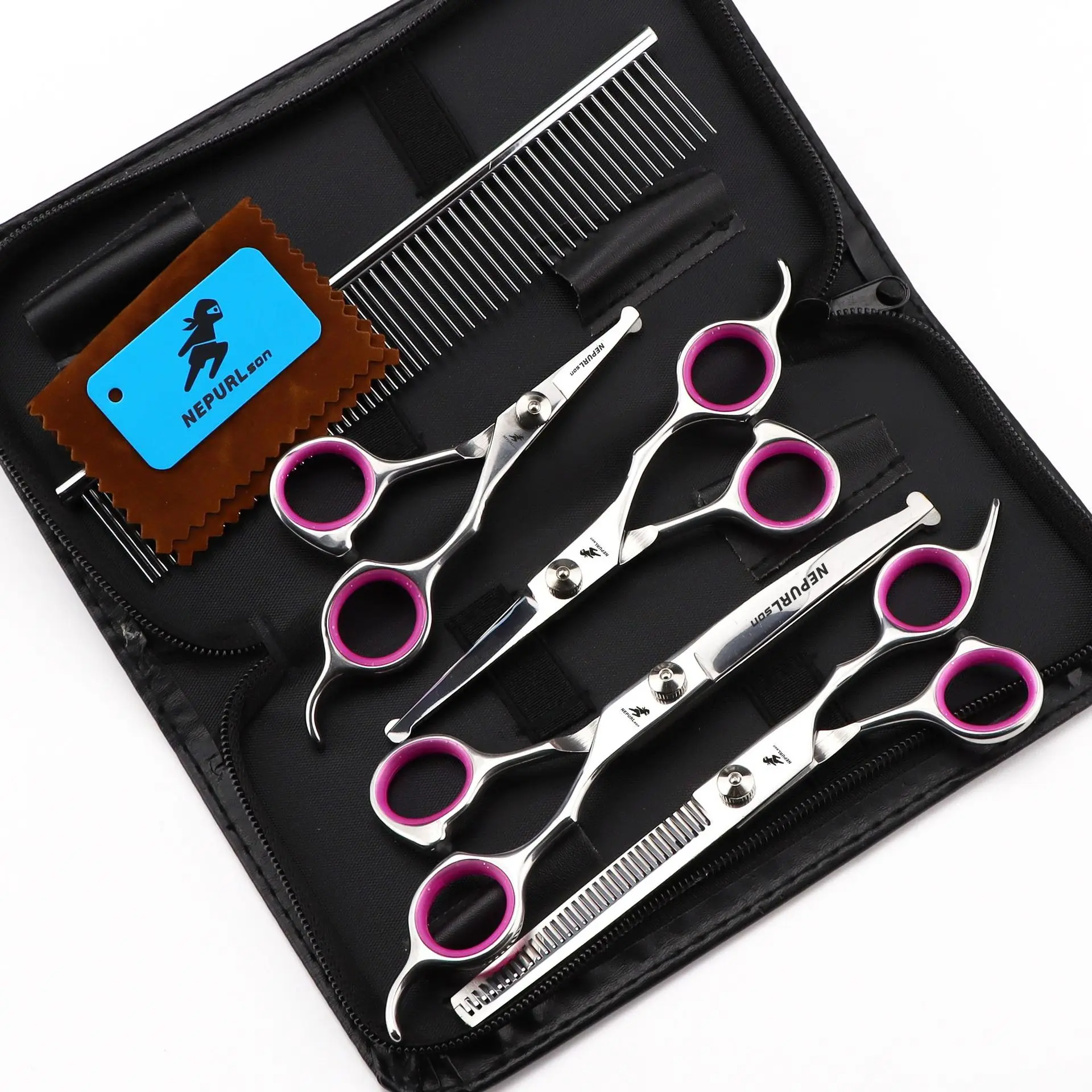 

Dog Grooming Scissors Round Tip Safety Japan Stainless Straight Shears Pet Thinning Shears Chunker Shears Curved Scissors 20#