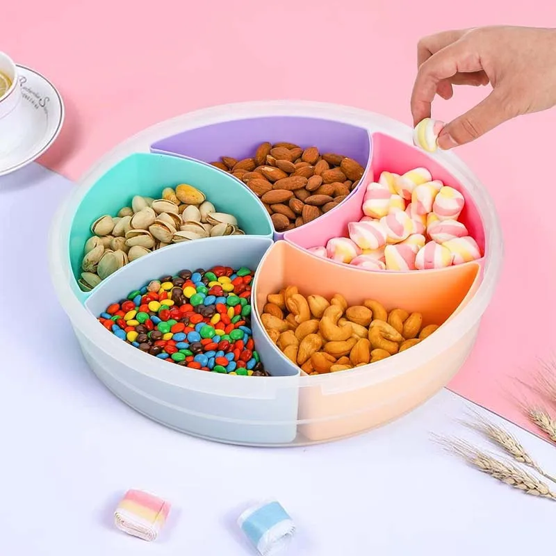 Multi-function Food Storage Tray with Lid Food Containers Tray To Keep for Nuts and Candy Dried Fruit Snack Plate Serving Platte 3