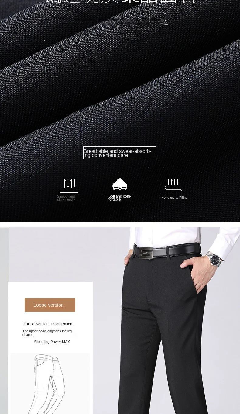 Description Picture 4 of item2024 Men's Casual Pants Business Men's Autumn Loose Straight Stretch All-Matching Casual Suit Long Pants Spring