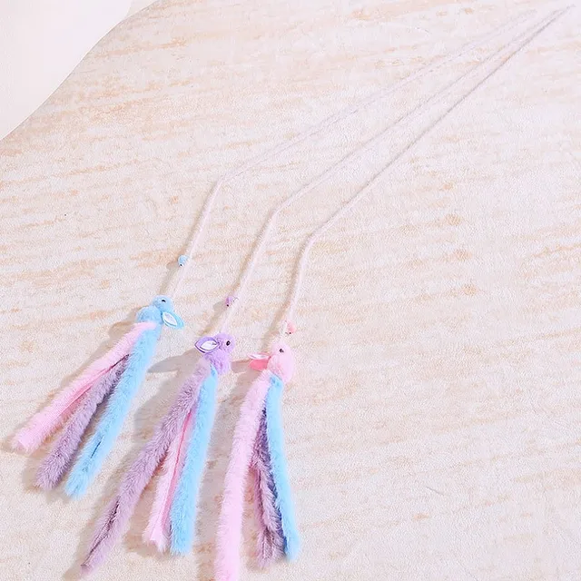 Cat Toys Plush Tassel Cats Teaser Stick Wool Rabbit Cat Toys Interactive Cute Sticks Cats Toy with Bell Kitten Toy Pet Supplies 6