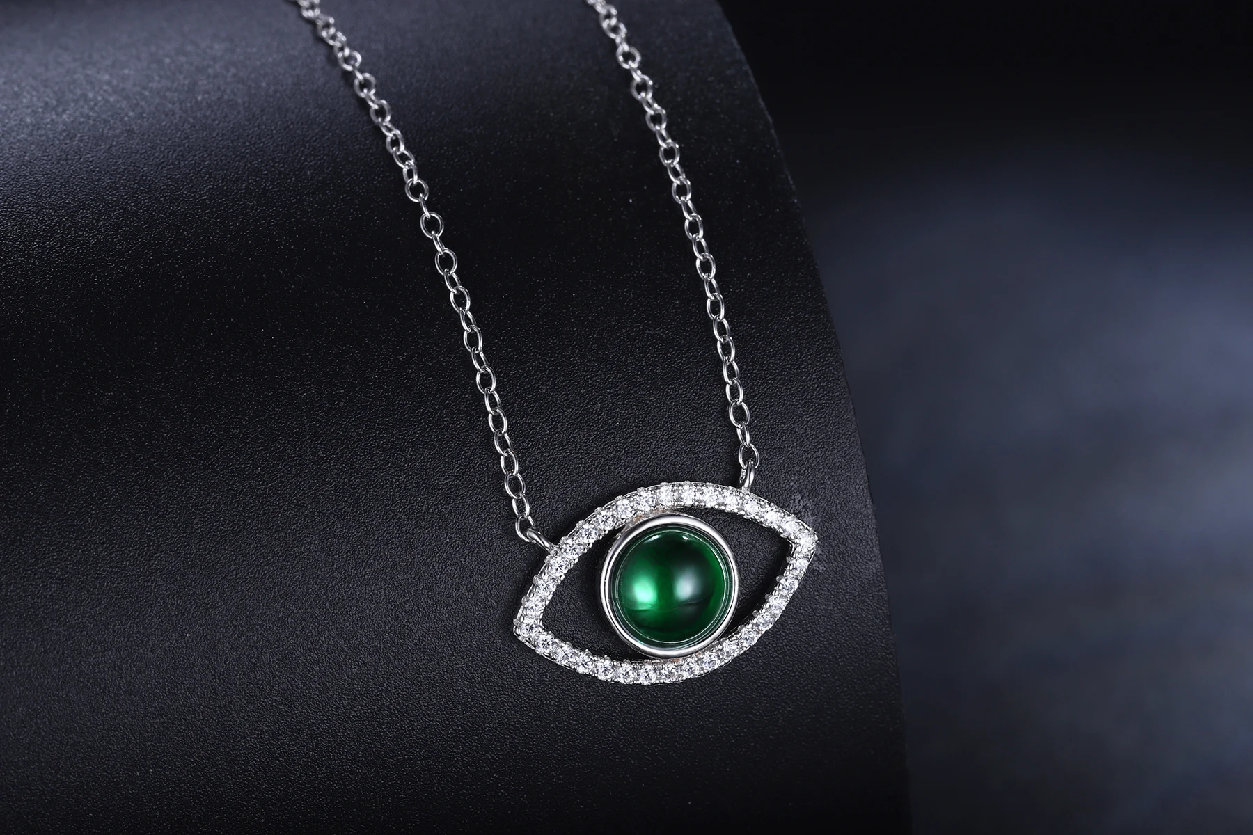 

Ожерелье из серебра пробы с изумрудом, ожерелье с зеленым глазом, лабораторный Выращенный изумруд для девушек и женщин, идеальный подарок