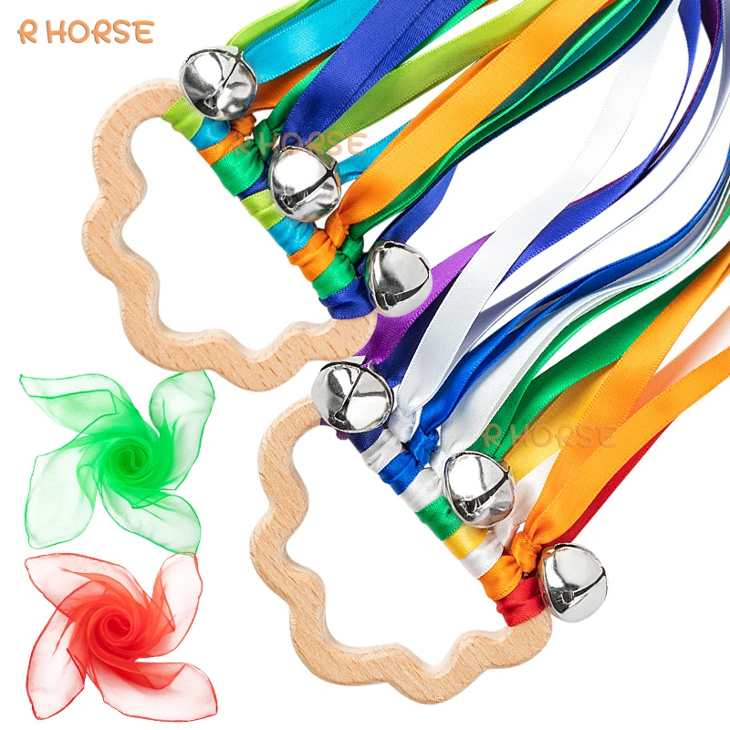 

Радужная лента 2 шт., ручной воздушный змей, игрушки для малышей, сенсорные игрушки, деревянное кольцо, игрушка walдорф Монтессори для младенцев, игр на открытом воздухе, вечеринки в честь будущей мамы