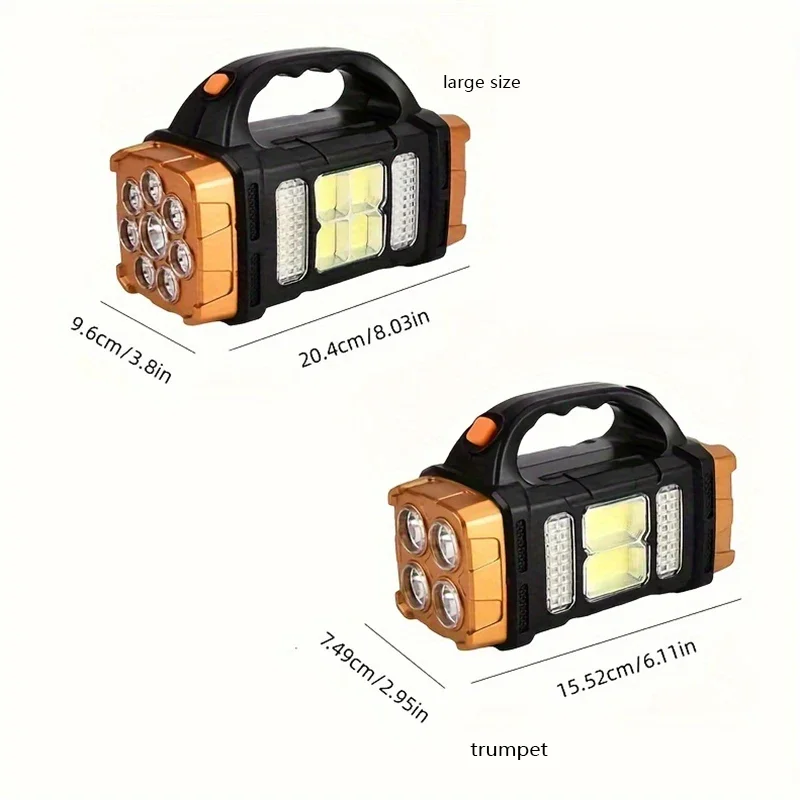 1pc-Solar LED multifunctional portable light USB dual light source outdoor searchlight camping strong flashlight led flashlight led lights camping lamp camping lights solar flood light solar lantern