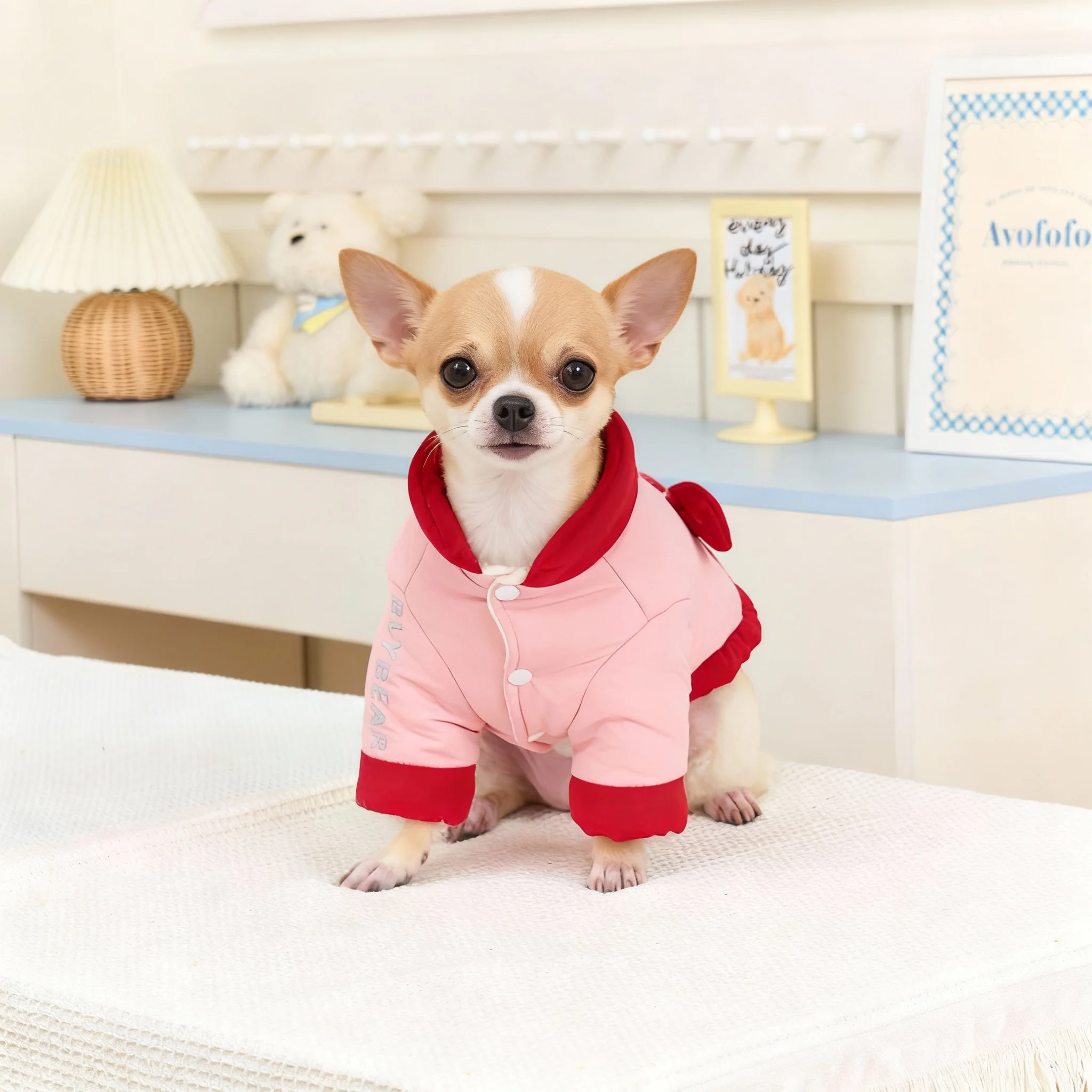 Dog Winter Coat Pet Fleece Jacket Cute Bear Dog Outfit, Warm Winter Clothes For Small Medium Like Chihuahua, Pomeranian_voghion.com