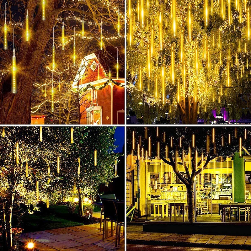 

50cm Outdoor Waterproof LED Meteor Shower Light String Christmas Ice Bar Lights Holiday Garden Decoration Hanging Tree Lights