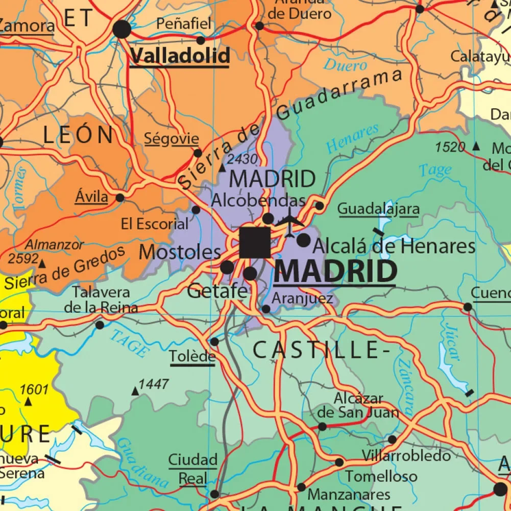 59*42cm The Spain Transportation Political Map French language Wall Art Poster Canvas Painting Travel School Supplies Home Decor