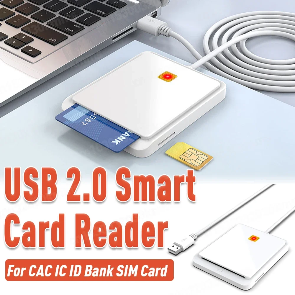 White USB Smart Card Reader for ID Bank SIM Card Cloner