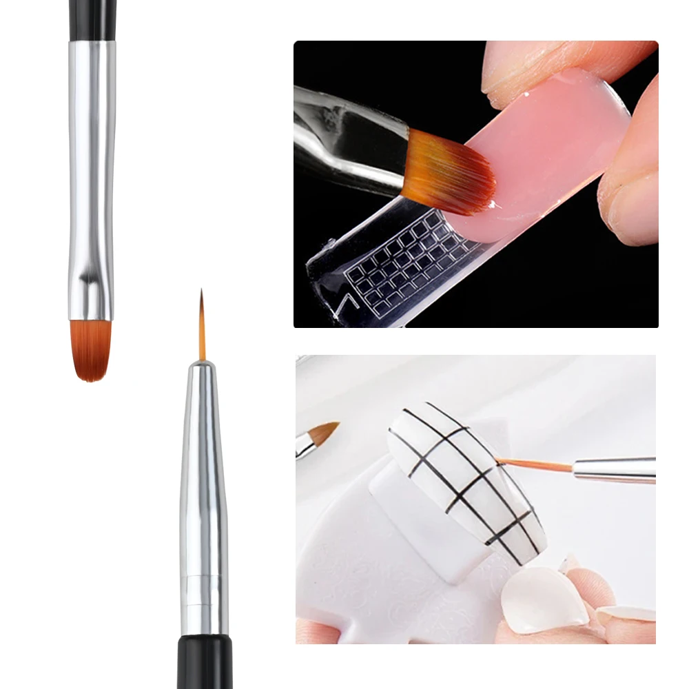 Description Picture 5 of item3/5/8/9Pcs Acrylic French Stripe Nail Art Liner Brush Kits 3D Tips Ultra-thin Line Drawing Pen UV Gel Brushes Painting Tools