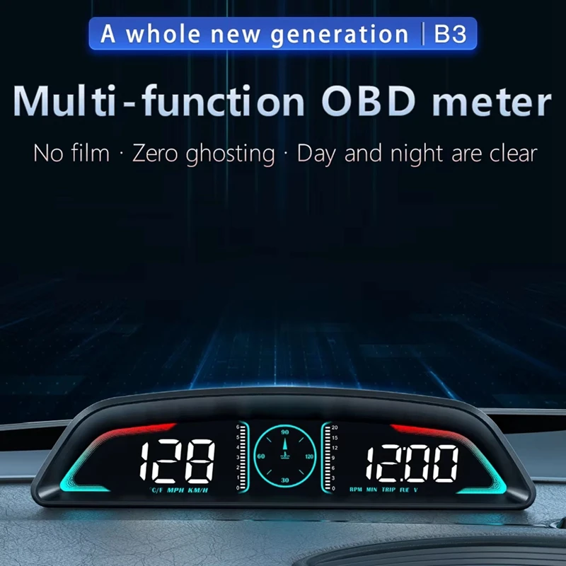 Car HD Head-Up Display OBD2 GPS Smart HUD Auto Digital Speedometer RPM Voltage Security Alarm Display B3-Y79A
