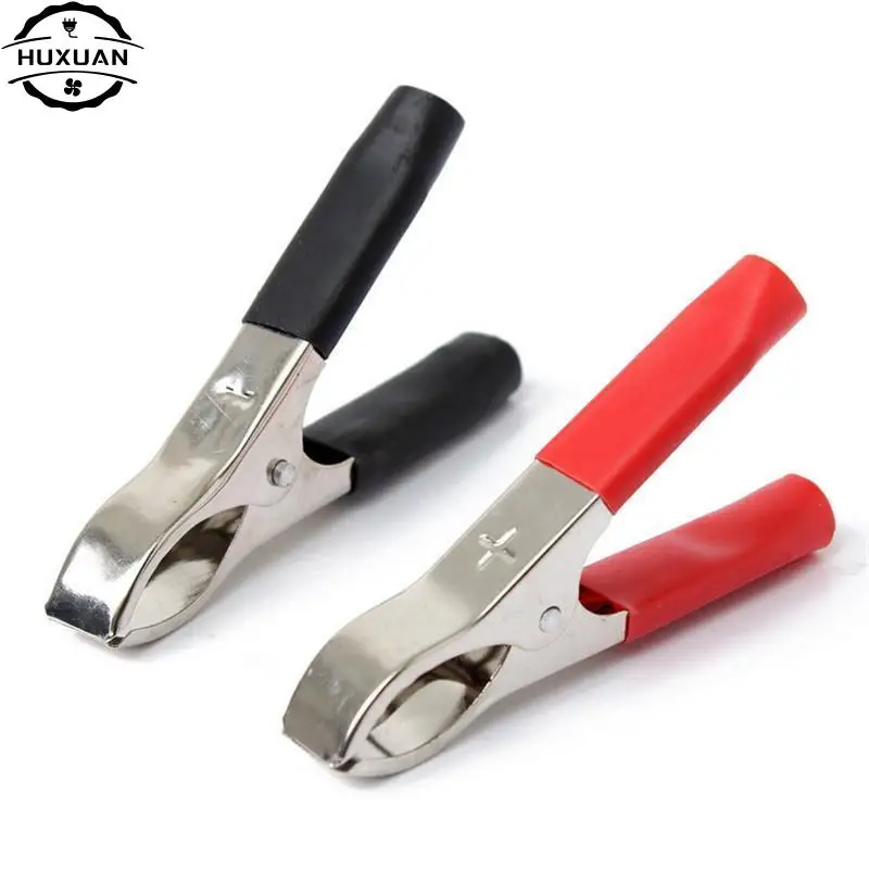 2pcs 30A Insulated Crocodile Clips 75mm Low Voltage Wire Lead Test Alligator Clamps