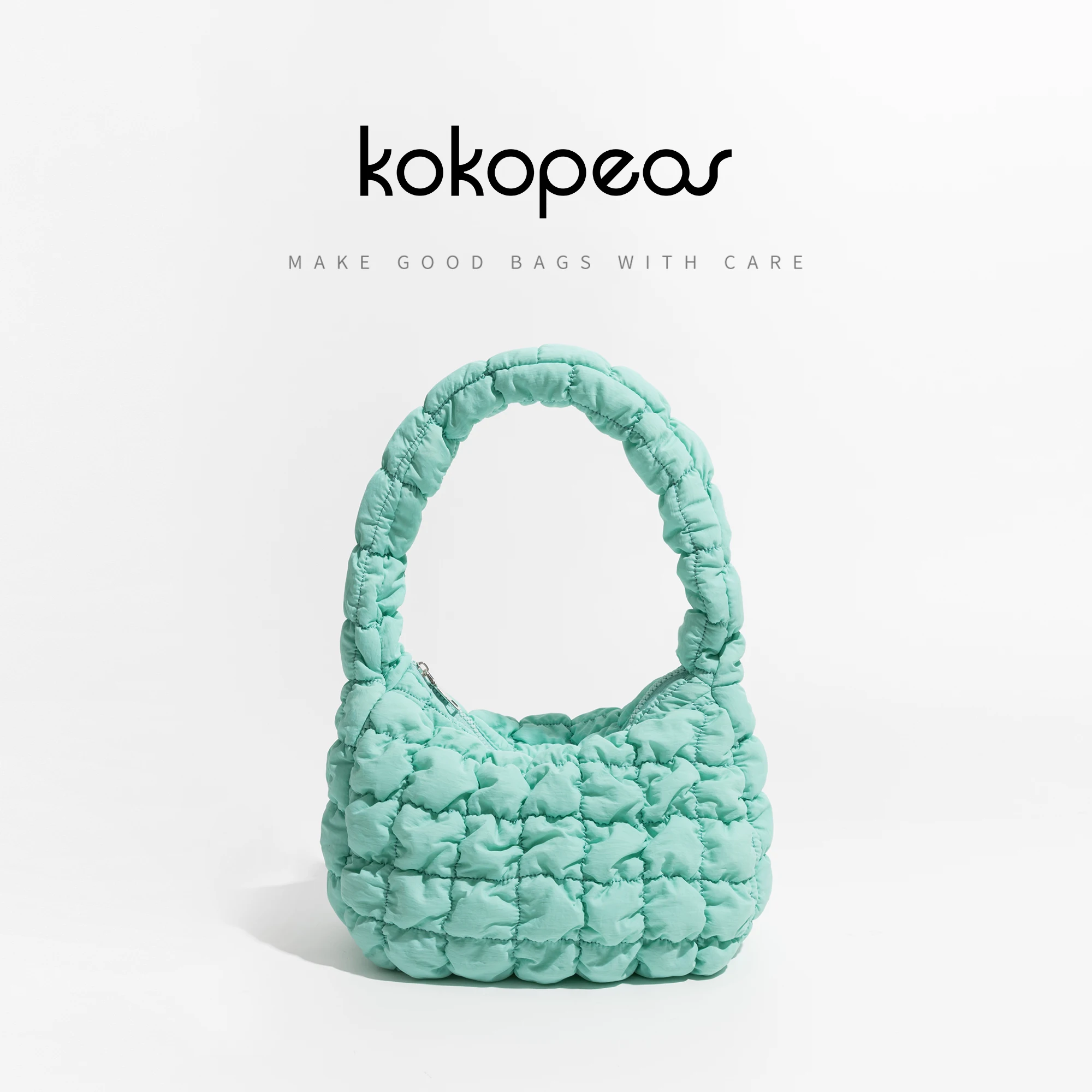 KOKOPEAS Soft Fluffy Quilted Padding Handbag  Puffy Lightweight Tote Bag Cotton Padding Small Shoulder Bag