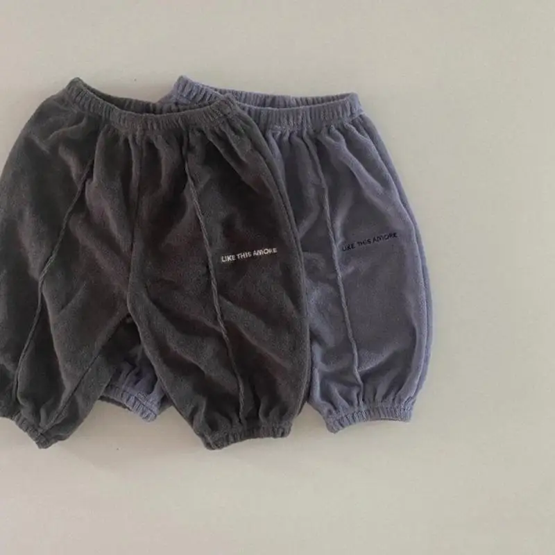 Autumn Winter New Baby Loose Trousers Thicken Infant Girl Boy Letter Sweatpants Toddler Sports Casual Pants Kids Warm Clothes 3