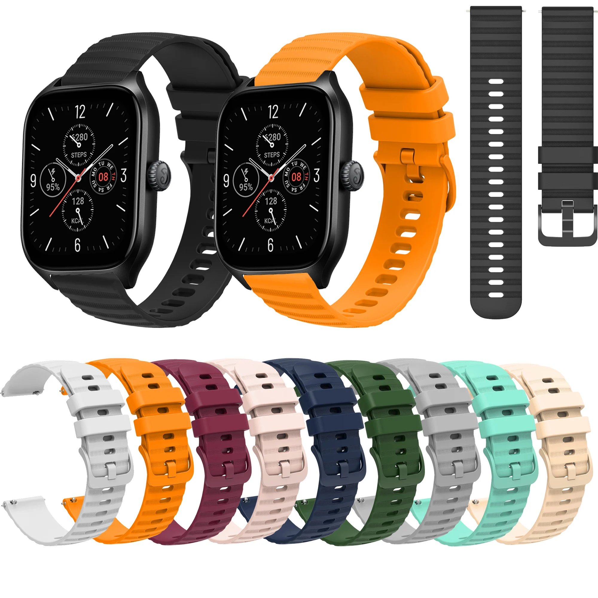 

Wave Silicone Watch Band Strap For Huami Amazfit GTS4 mini GTS2 GTR Mini watch 20mm 22mm wristband for GTS 2E 4 3 2 Bip S lite