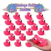 12/24 Pcs Flamingo Rubber Duckies Bulk Pink Flamingos Bath Toys Floating Squeak Flamingo Toy Seasonal Holiday Rubber Ducks for S 1
