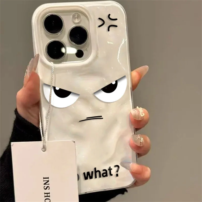 Cartoon Angry Face Texture Shockproof Silicone Phone Case