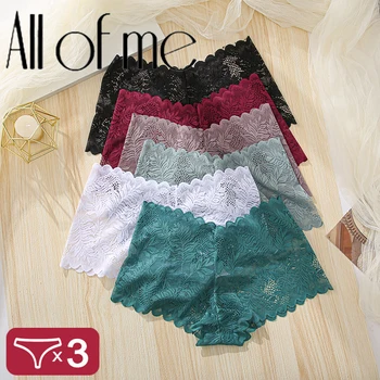 3 pezzi mutandine da donna mutande femminili in pizzo sexy biancheria intima taglie forti slip a vita bassa leggeri senza cuciture di grandi dimensioni traspiranti