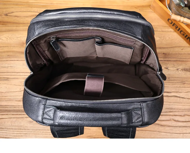 PNDME einfache lässige hochwertige echtes Leder Herren Rucksack Outdoor-Reisen handgemachte Rindsleder Damen Laptop Schultaschen – Detail 22