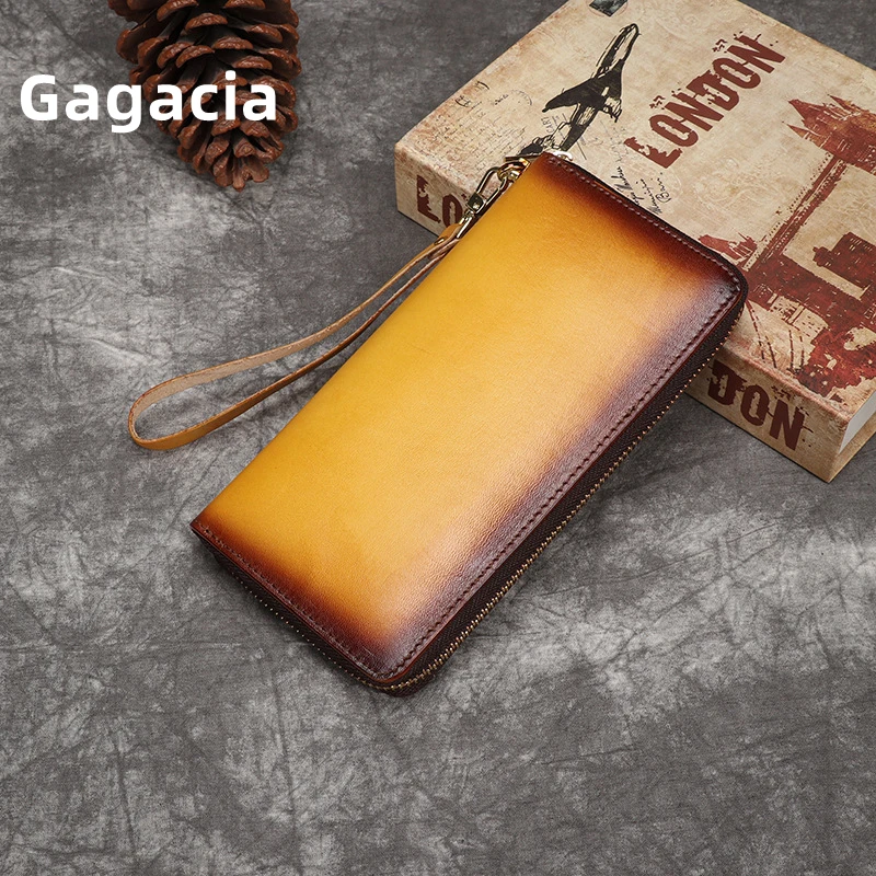 

GAGACIA 2024 New Casual Genuine Leather Women Wallet Cowhide Solid Colour Retro Coin Purse Female Luxury Handmade Wallets Ladies