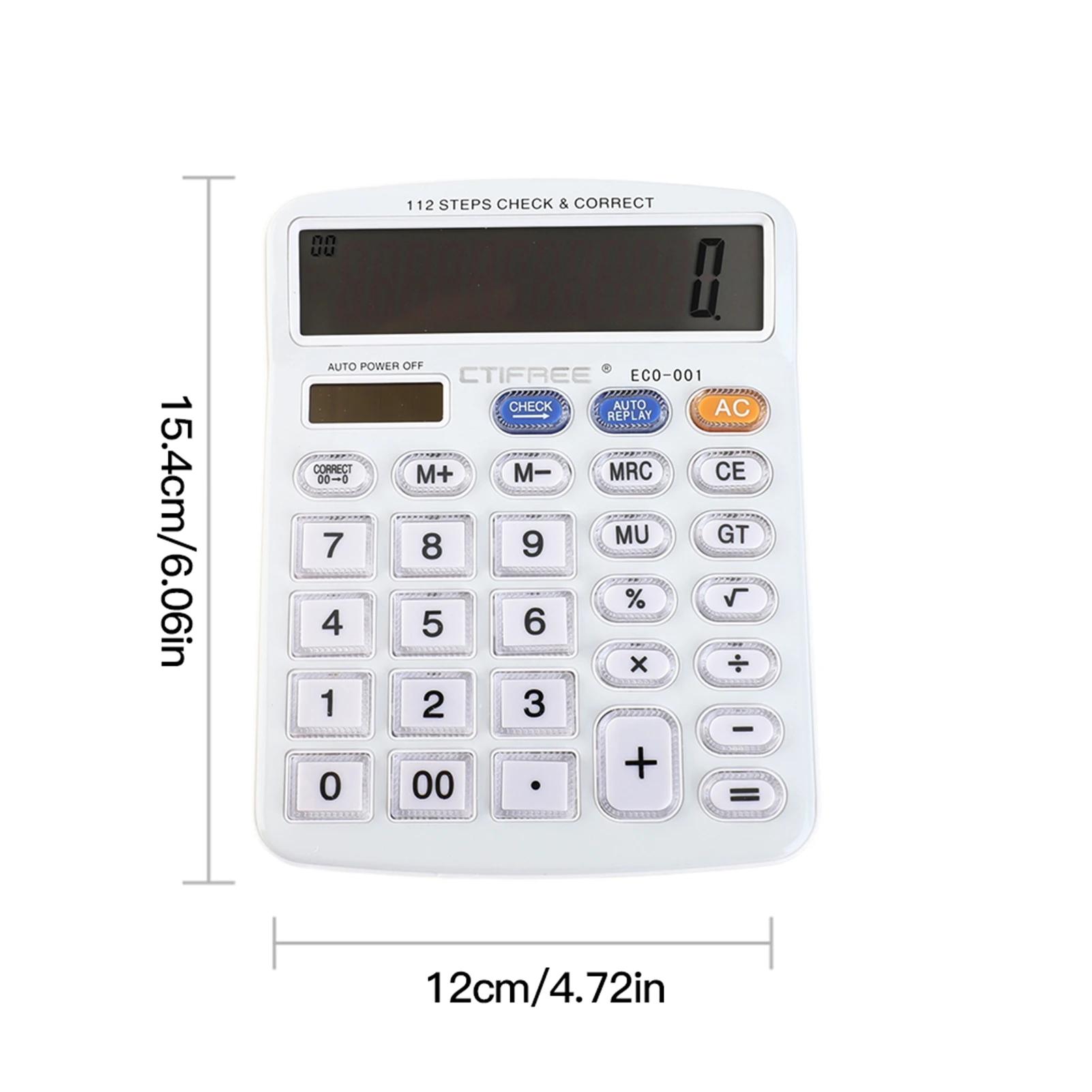 Large Solar Power Desktop Calculator 12 Digit LCD Display Big Button Calculator with 112 Steps Check and Correct Function - Image 6