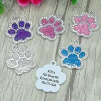 Personalized Dog Cat ID Tag Bling Rhinestone Puppy Kitten Name Tags Anti-lost Pet Collar Accessories Free Engraved Pet Products 2
