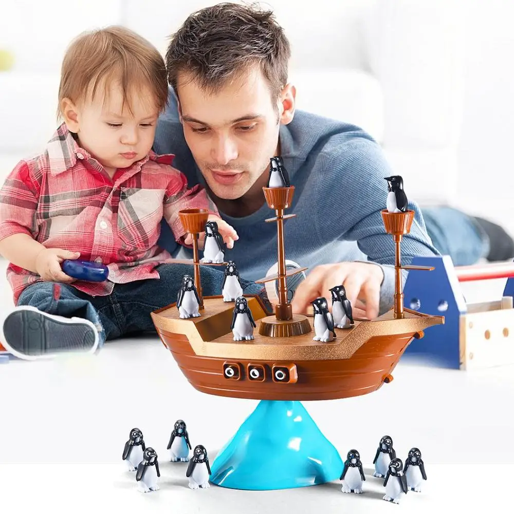 Creative Pirate Ship Balance Game Little Penguin Puzzle Board Game Parent-child Interactive Toy Educational Toy Stacking Game