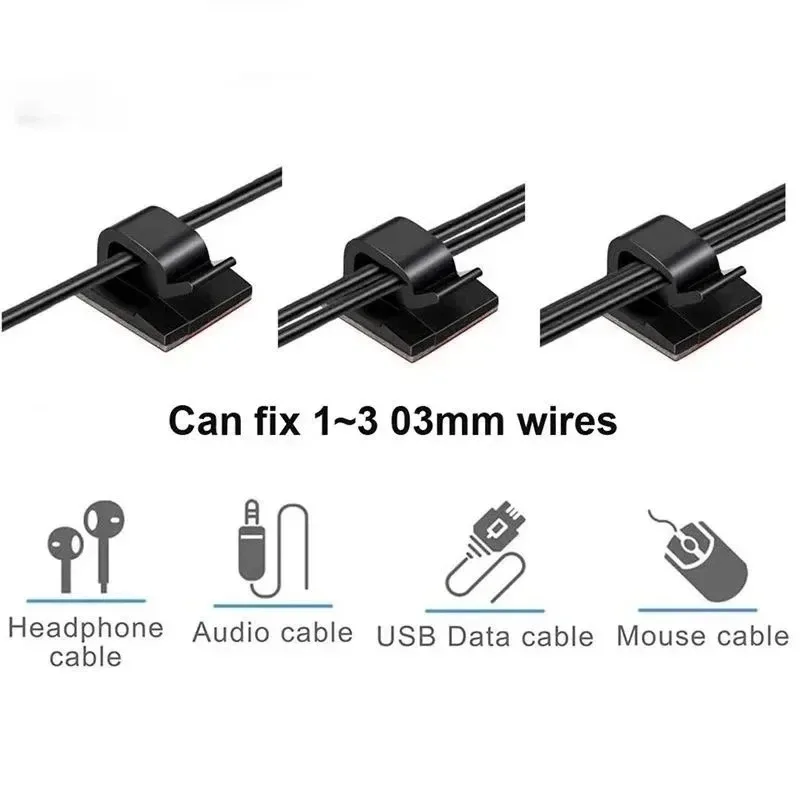 10-100Pc R-Type Self-Viscous Cable Fixed Clip Data Line Storage Car Desktop Office Cable Fixed Device Multifunctional Cable Wire