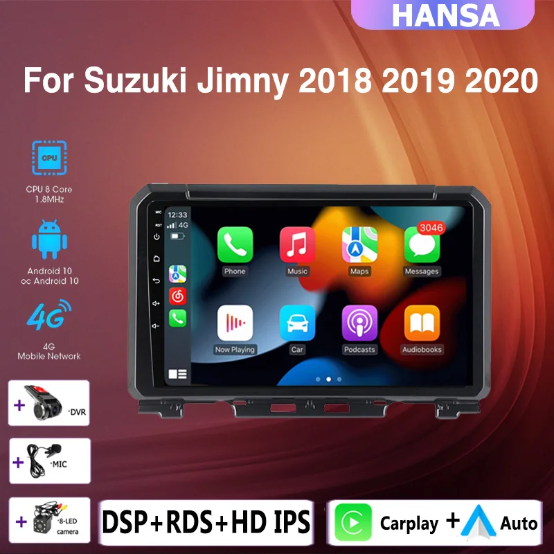 

2DIN 4+64G Auto Android car radio multimedia player 4G Carplay GPS navigation DSP RDS NO DVD For Suzuki Jimny 2018 2019 2020