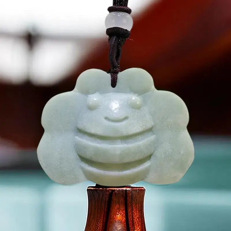 

Ожерелье с подвеской в виде пчелы из натурального нефрита китайские драгоценные камни модный винтажный подарок дизайнерский амулет Роскошные резные ювелирные изделия очаровательные