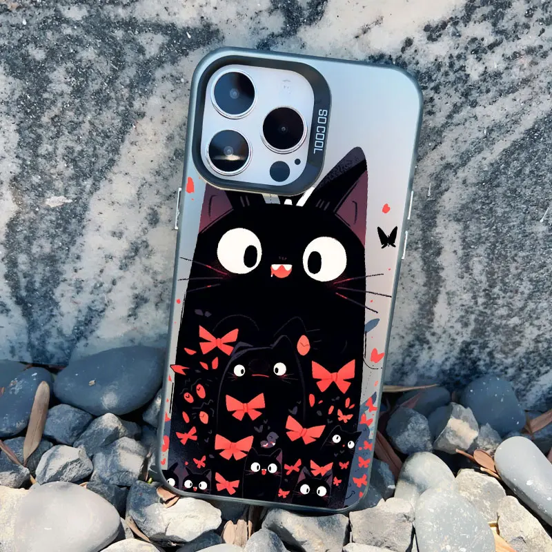 Niedliche Cartoon-Katzen-Handyhülle für iPhone 13 Hülle 13 Mini 17 16 14 15 Plus 14 15 11 12 13 Pro Max Stoßfeste Laser-Cover Fundas – Detail 5