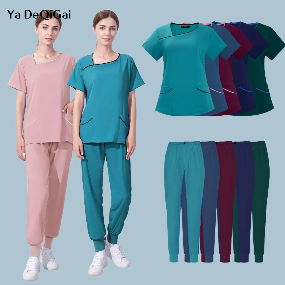 

Wholesale Short Sleeved Scrubs Beautician Suits Workwear V-neck Pet Grooming Spa Uniforms Working Clothes Set