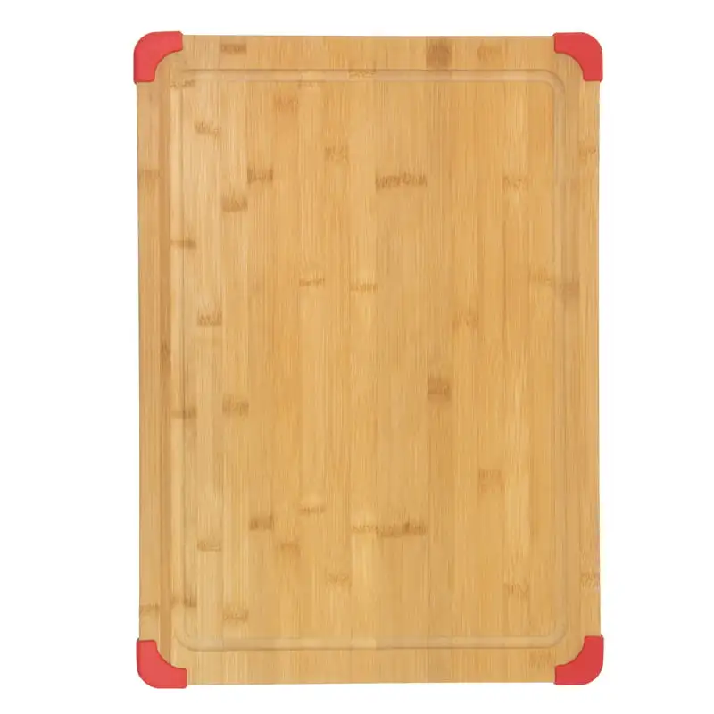 

by 21-inch Bamboo Wood Cutting Board with Red Non-slip Corners
