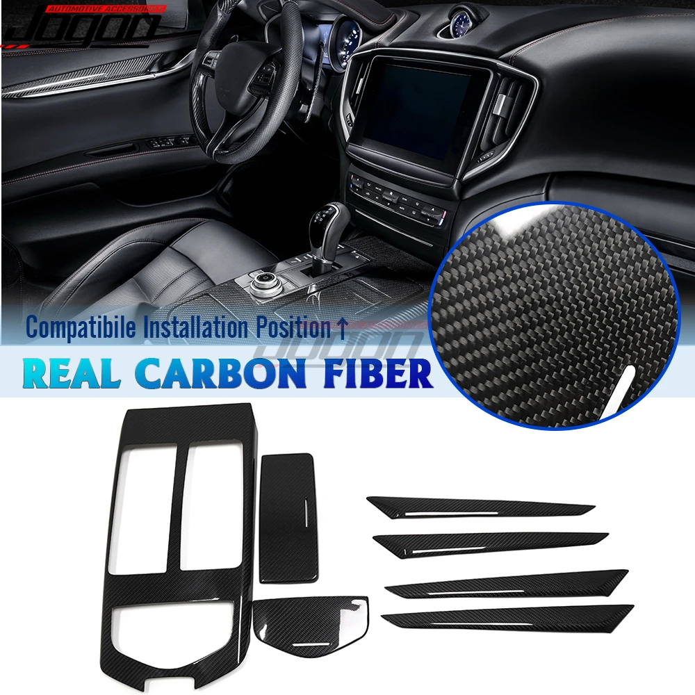 

7Pcs Carbon Fiber Interior Center Console Gear Shift Water Cup Panel Box For Maserati Ghibli 2014-2021Car Door Cover Trim Strips