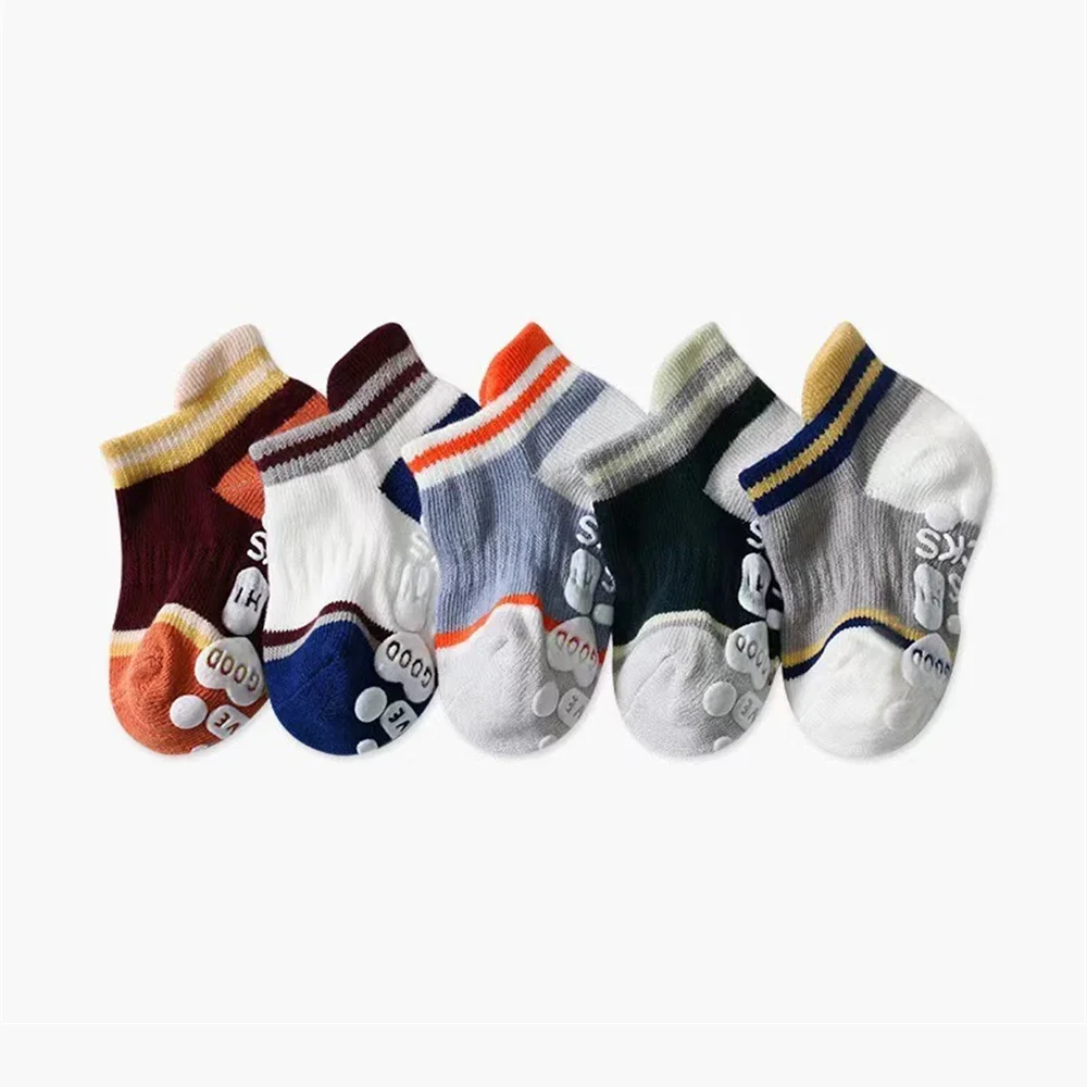 5 Pairs/Set Cute Baby Socks Glued Non Slip Low Top Socks For Infants Color Matching Kids Socks Baby Girl and Boys 15 Sf553759e313f4f50bf41afdd0057d9edj