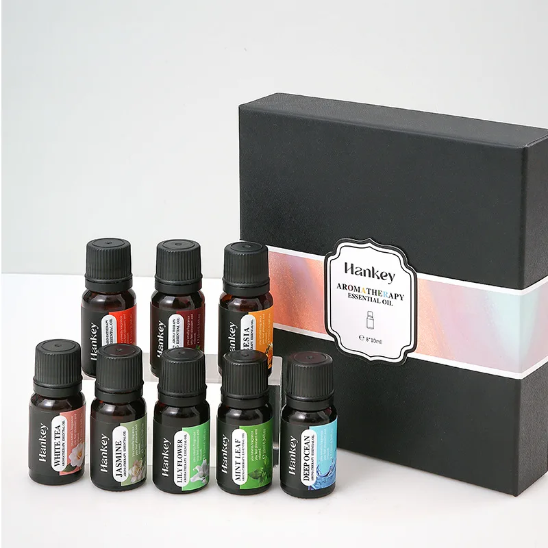 Orange Jasmine Rose Pure Essential Oils Set 8*10ML White Tea Mint Freesia Diffuser Aroma Oil Home Fragrance Diffuser Bottle YXY