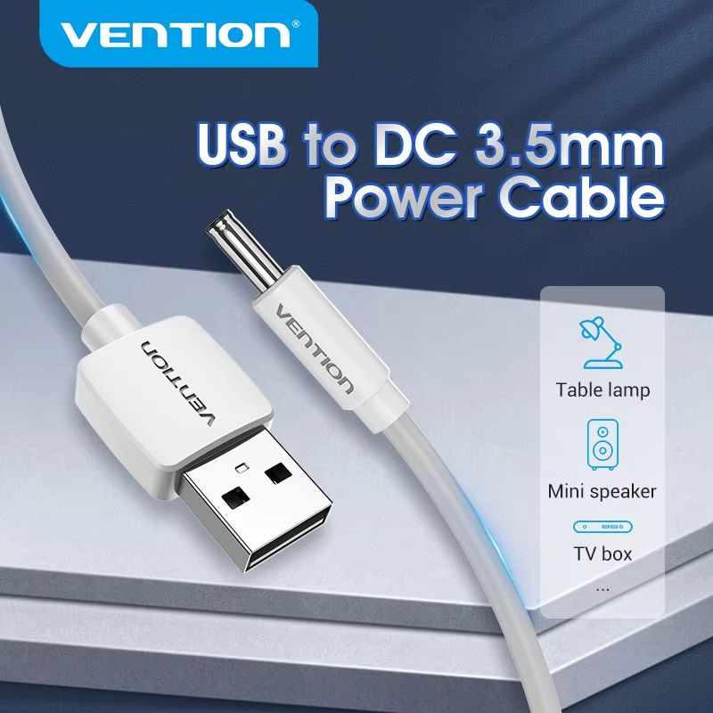 Vention USB to DC 3.5mm Power Cable USB A to 3.5 Jack Connector 5V Power Supply Adapter for Fans USB HUB DC 5.5mm Charging Cable