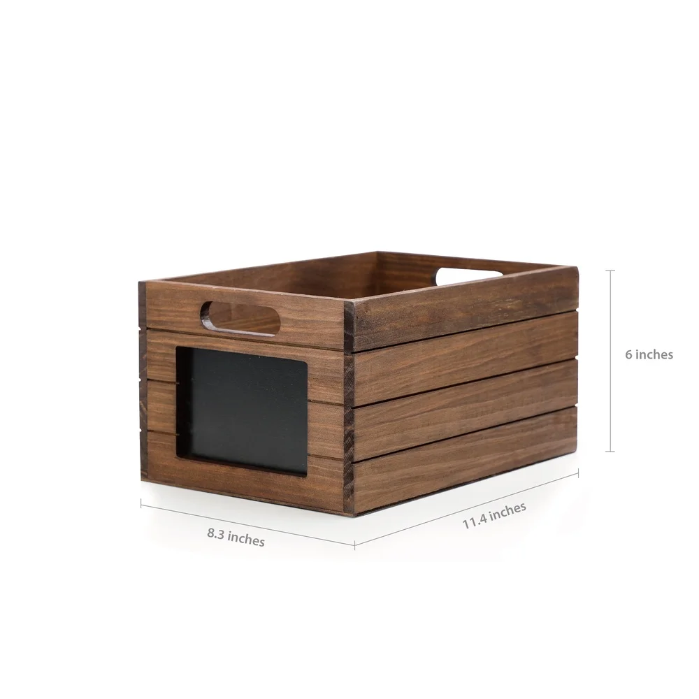 Wood Storage Crate with Chalkboard Label – Multi-functional Home Organizer 3