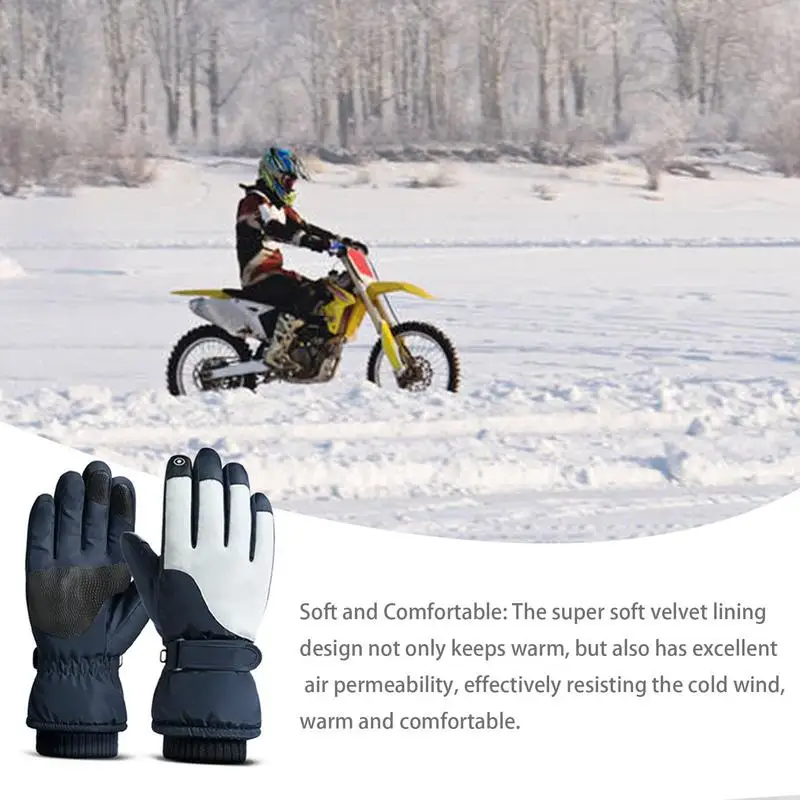 Snowboard Gloves Mittens Thermal Ski Snow Gloves Women's Waterproof Winter With Wrist Guard Ski Cold Weather