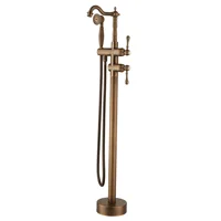 ก๊อกน้ําอ่างอาบน้ําอิสระทองเหลืองโบราณพร้อมฝักบัวติดผนังก๊อกผสมน้ําร้อนน้ําเย็น 1