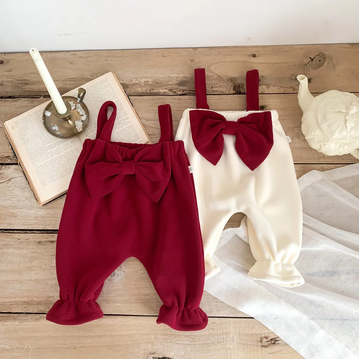 

Infant Baby Rompers Winter Clothes Girls Kids Cute Christmas Bowknot Overalls Toddler Baby Girls Soft Polar Fleece Warm Jumpsuit