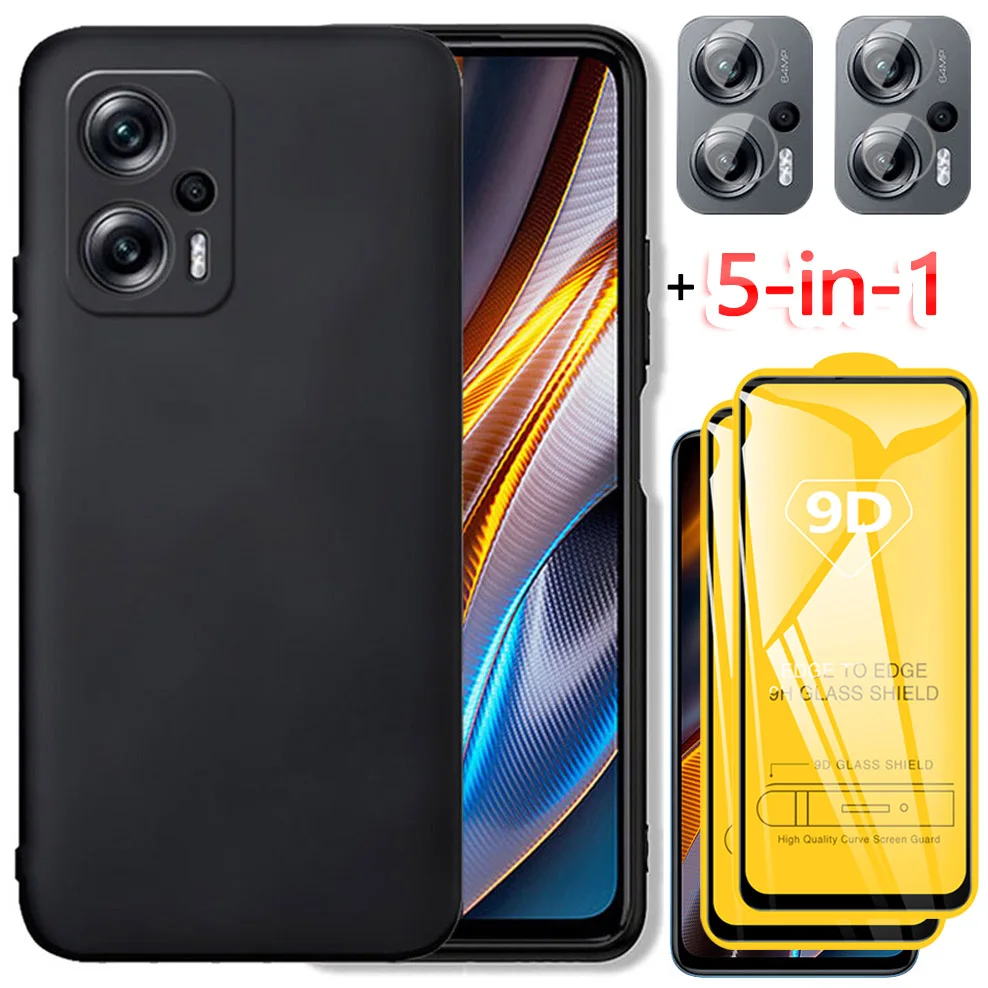 Poco X4 Gt Case, Black Case + Tempered Glass For Poco X 4 Gt Poco X4 Gt Case, Black Case + Tempered Glass For Poco X 4 Gt