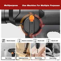 T Brushless Rotary Electric Hammer Drill Cordless 3 in 1 High Power High Power Multifunction Electric Pick for Home Drilling 2