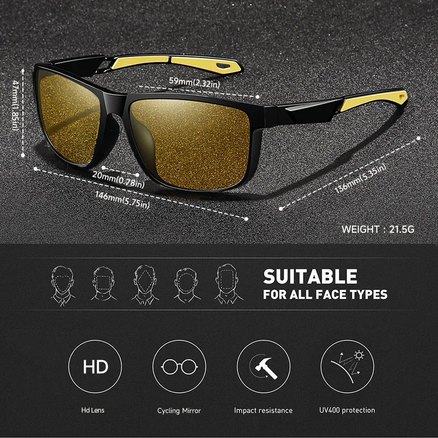Fashion Vintage Square Frame Unisex Night Vision Glasses Reduce Visual Fatigue Lenses Anti-Glare Anti reflective UV400 Eyewear