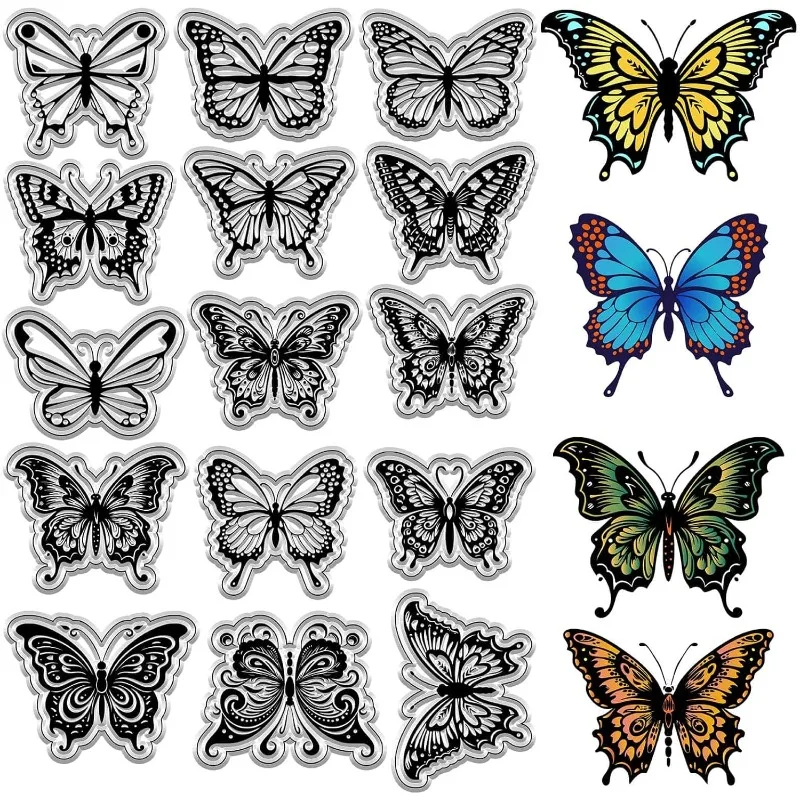 1Sheet Butterfly Rubber Stamp Swallowtail Butterflies Clear Transparent Vintage Silicone Seals Stamp for Journaling Card Making clear stamps clear rubber stamps