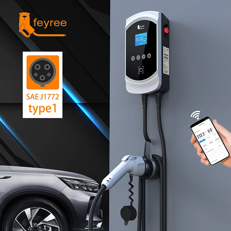 Feyree Ev Charger Type1 Cable J1772 Socket 32A 40A 50A Monofase Evse Wallbox Stazione Di Ricarica Controllo App Per Auto Elettrica