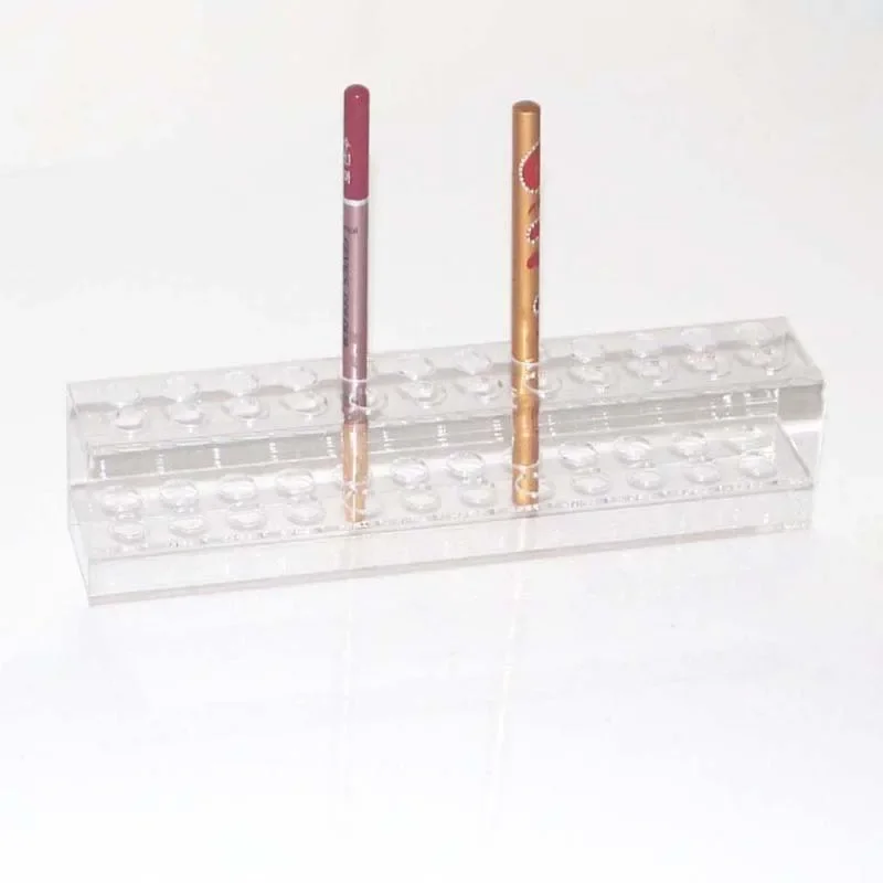 Clear 24 Slots Acrylic Eyeliner Lip Liner Pencil Holder Makeup Display Stand Organizer Makeup Brushes Shelf Cosmetic Storage Box 6