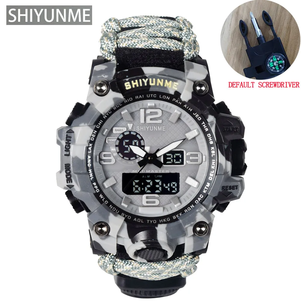 Men Camouflage Military Sports Digital Watches Compass Outdoor Survival Multi-function Waterproof Men's Watch Relogio Masculino 